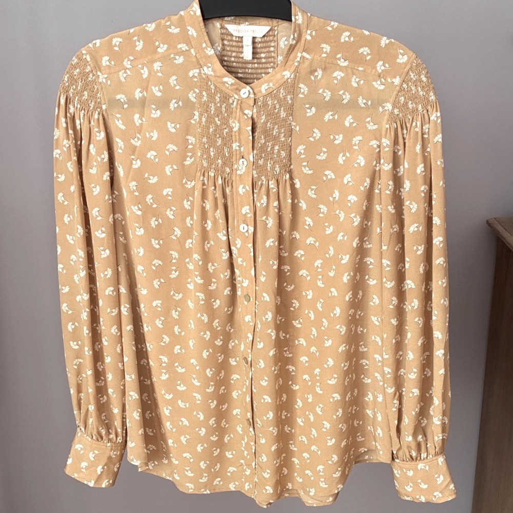 Rebecca Taylor Tan Floral Blouse